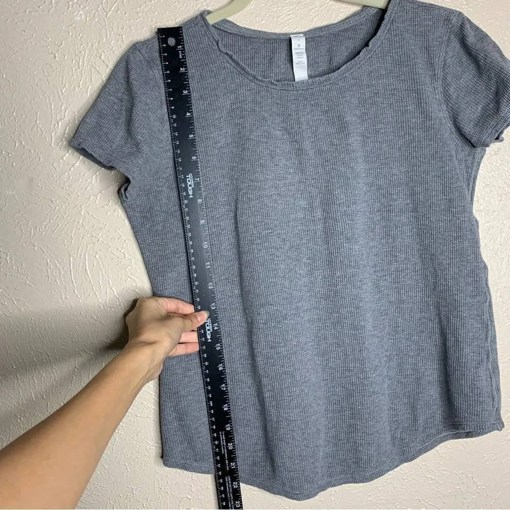 Lululemon Love Crew Short Sleeve‎ Cotton Waffle Knit Top gray